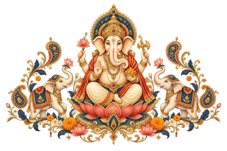Elegant Ganesha and elephant wedding motif